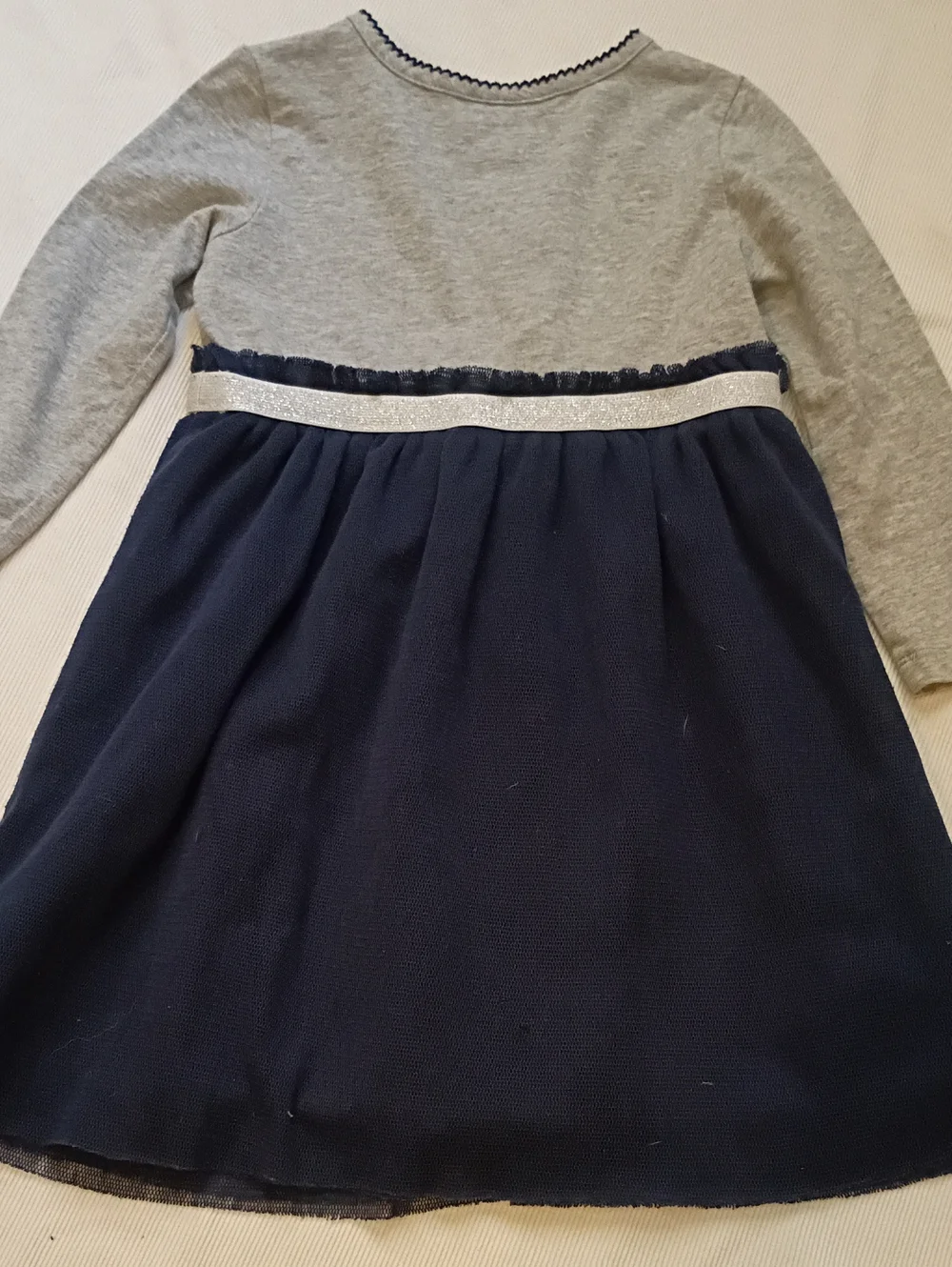 Hanna Andersson Girls Navy And Heather Gray Dress